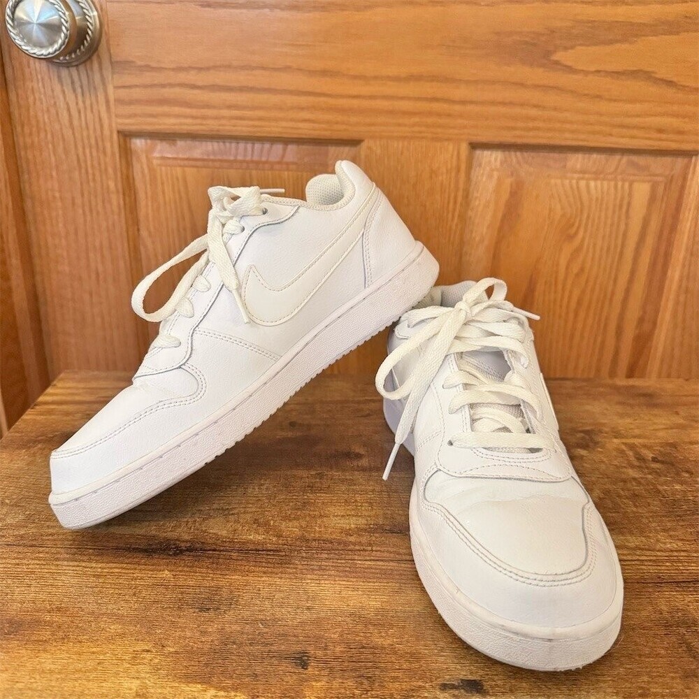 Nike Ebernon Low Sneakers Womens Size 8.5 Triple White Low Top Lace Up